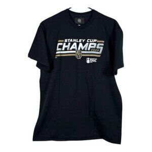 Stanley Cup Champs Vegas Golden Knights Black Graphic Shirt Size Large EUC #0717